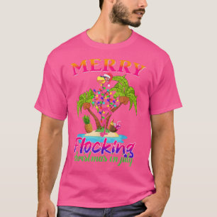 Merry Flocking Christmas In July Flamingo Santa Xm T-Shirt
