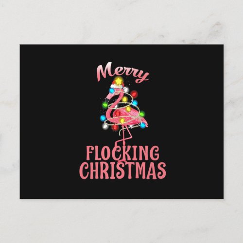 Merry Flocking Christmas Santa Flamingo Xmas Premi Postcard