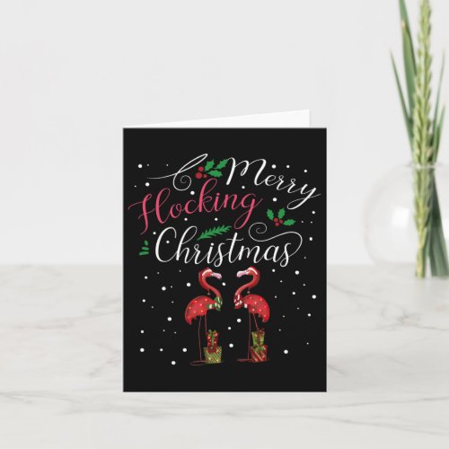 Merry Flocking Christmas Women Men Pink Flamingo G Card