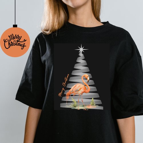 Merry Florida Christmas Flamingo and Tree T_Shirt