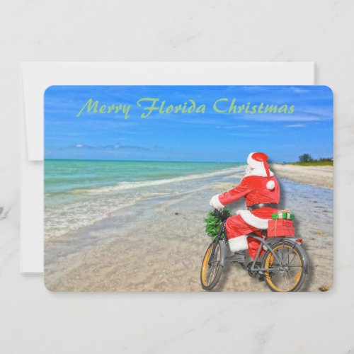 Merry Florida Christmas Sanibel Island Beach Santa Holiday Card