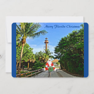 Merry Florida Christmas Sanibel Island Lighthouse Holiday Card