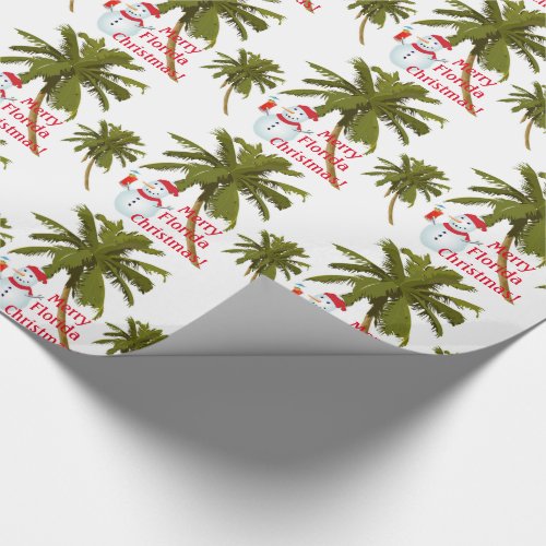 Merry Florida Christmas snowman gift wrap Wrapping Paper