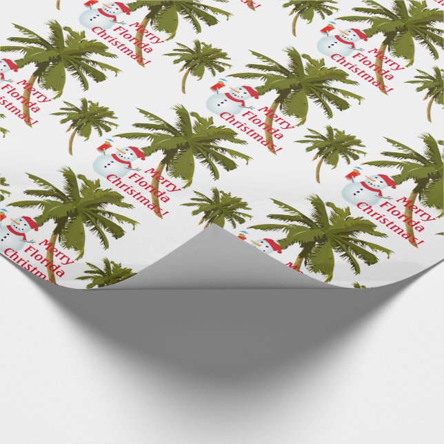 Merry Florida Christmas, snowman, gift wrap. Wrapping Paper (Corner)