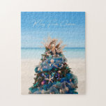 Merry Florida Christmas Tropical Beach HolidayTree Jigsaw Puzzle<br><div class="desc">Celebrate the holidays with this gorgeous tropical-themed Christmas jigsaw puzzle. The design is a photo image of a stunning Christmas tree featured at the Orlando Museum of Art during the annual Festival of Trees exhibit. The beautiful holiday tree is adorned with coastal-inspired decorations including starfish, miniature mermaids, soothing pastel-colored ornament...</div>