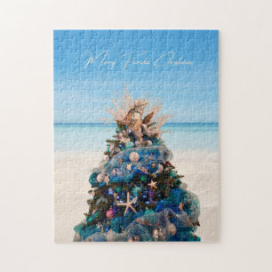 Merry Florida Christmas Tropical Beach HolidayTree Jigsaw Puzzle