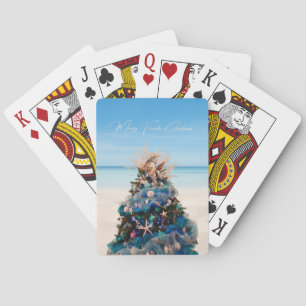 Merry Florida Christmas Tropical Beach HolidayTree Poker Cards