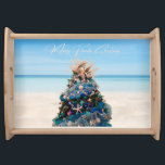 Merry Florida Christmas Tropical Beach HolidayTree Serving Tray<br><div class="desc">Celebrate the holidays with this gorgeous tropical-themed Christmas serving tray. The design is a photo image of a stunning Christmas tree featured at the Orlando Museum of Art during the annual Festival of Trees exhibit. The beautiful holiday tree is adorned with coastal-inspired decorations including starfish, miniature mermaids, soothing pastel-colored ornament...</div>