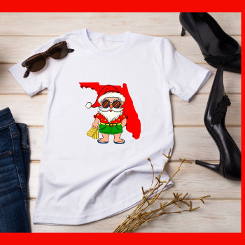 Merry Florida Christmas! Tropical Santa Cool Vibe  T-shirt by Sozo4all at Zazzle
