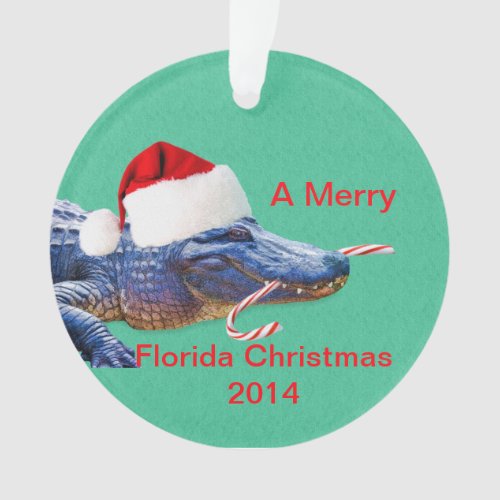 Merry Florida Christmas with Alligator Ornament