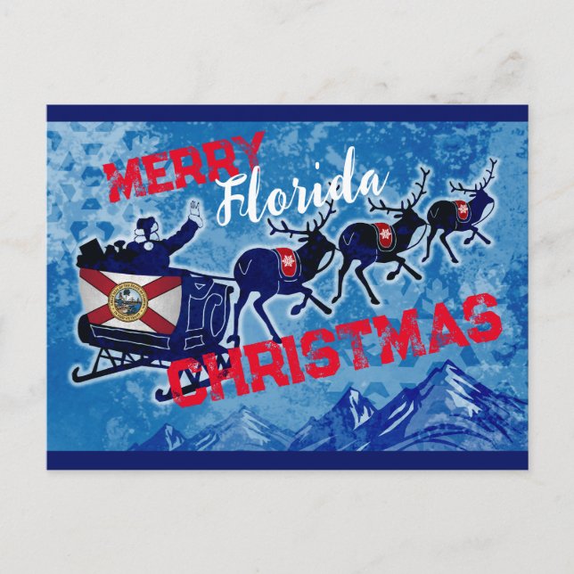 Merry Florida flag Christmas postcard (Front)