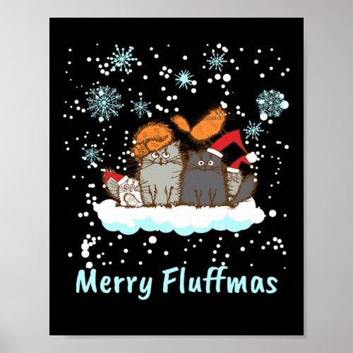 Merry Fluffmas Christmas Cat Christmas Present Poster