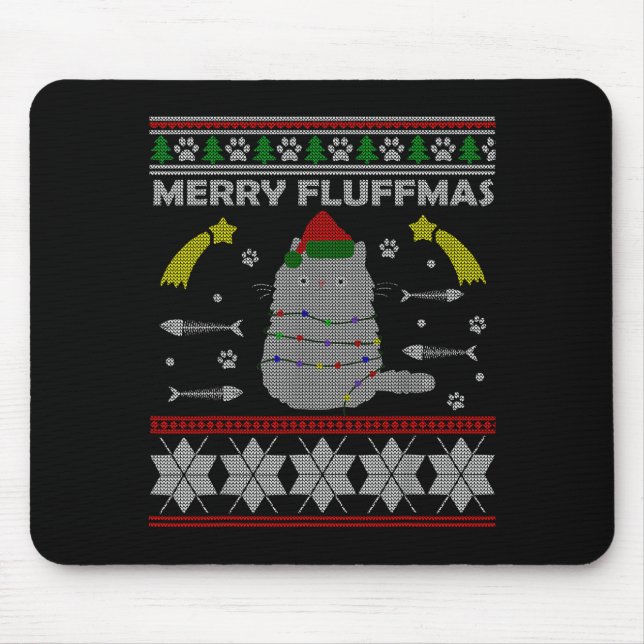Merry Fluffmas Cute Ugly Christmas Outfit For Wome Mouse Pad (Front)