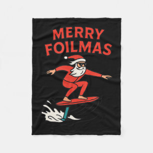 Merry Foilmas Santa Claus Hydrofoiling Christmas D Fleece Blanket