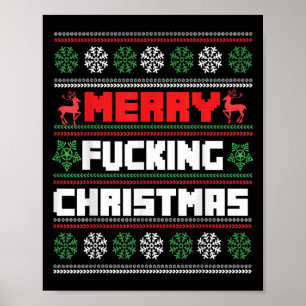 Merry Foring Christmas Funny Raunchy Curse Word Ho Poster