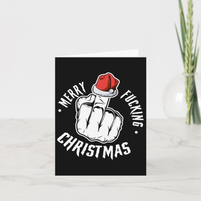 Merry Foring Christmas Inappropriate Men Adult Fun Card (Front)