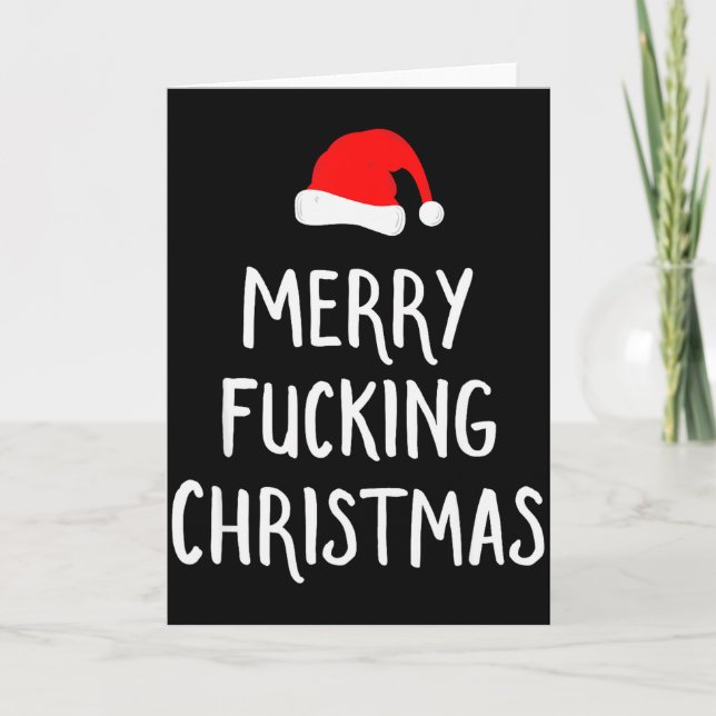 Merry Foring Christmas Inappropriate Santa Pajama  Card (Front)