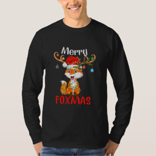 Merry Foxmas Funny Fox Christmas Ornament Lights T-Shirt