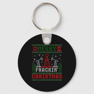 Merry Fracking Christmas Funny Oilfield Ugly Xmas Keychain