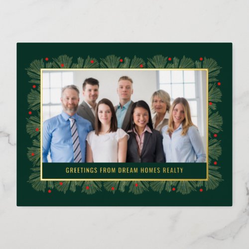 Merry Frame FOIL Business Holiday Postcard