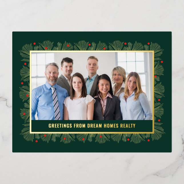 Merry Frame FOIL Business Holiday Postcard (Front)