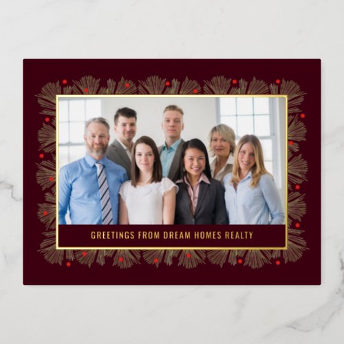 Merry Frame FOIL Business Holiday Postcard