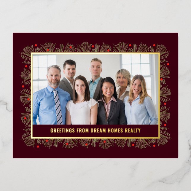 Merry Frame FOIL Business Holiday Postcard (Front)