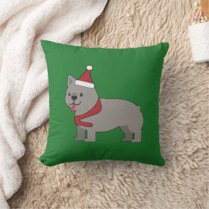 Merry Frenchie Throw Pillow