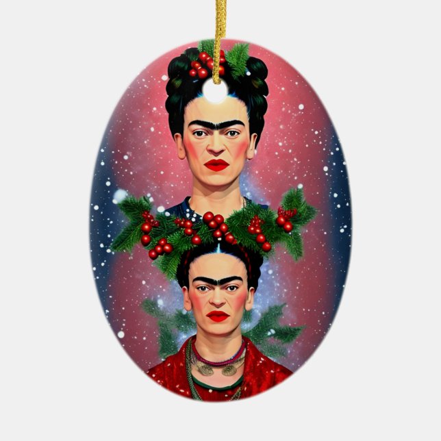 Merry Frida Ceramic Ornament (Front)