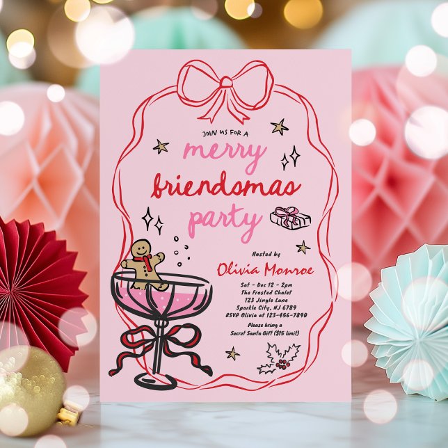 Merry Friendsmas Christmas Cocktail Holiday Party Invitation (Creator Uploaded)
