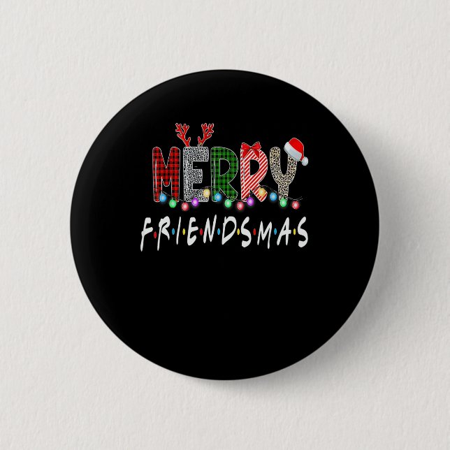 Merry Friendsmas Christmas Friends Matching Sweate Button (Front)