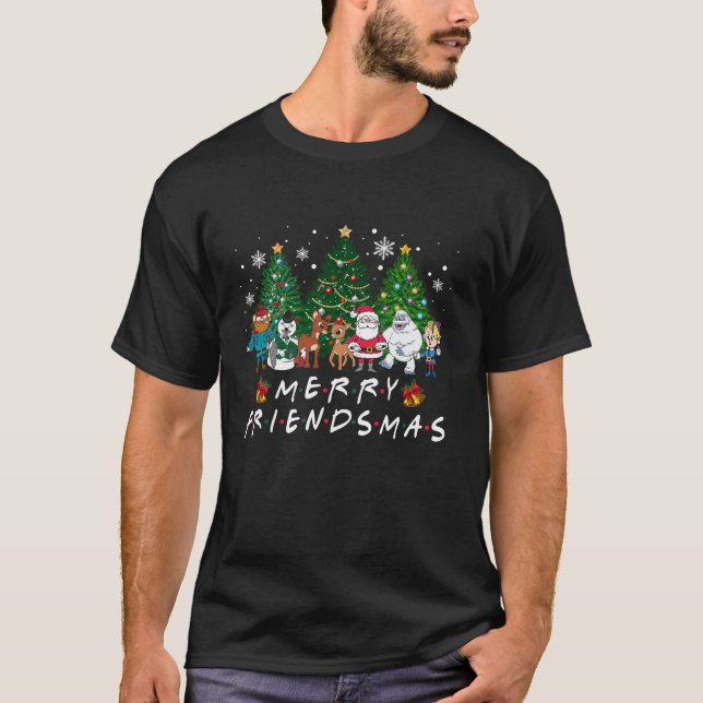 Merry Friendsmas Santa Rudolph Snowman Christmas F T-Shirt (Front)