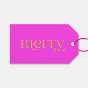 Merry Fuchsia and Bright Green Christmas Holiday Gift Tags