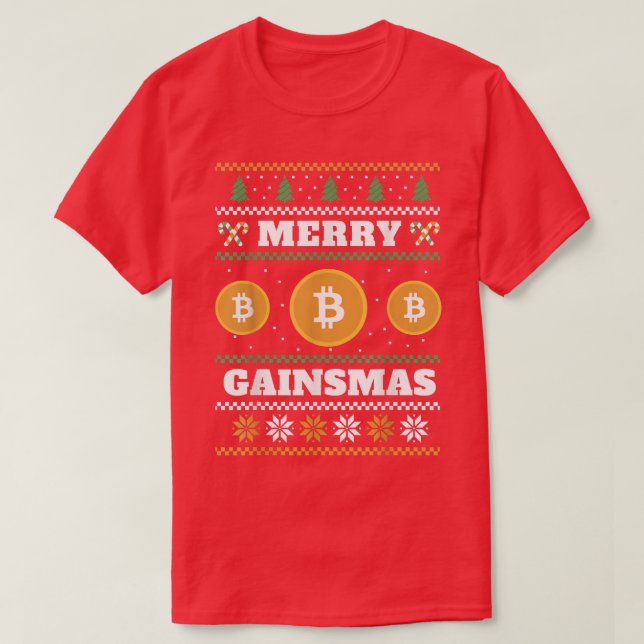 Merry Gainsmas Bitcoin Ugly Christmas Sweater  (Design Front)