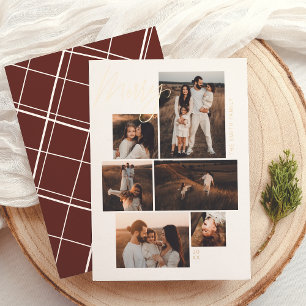 Merry   Gallery Wall 6 Photo Collage Christmas Foil Holiday Card