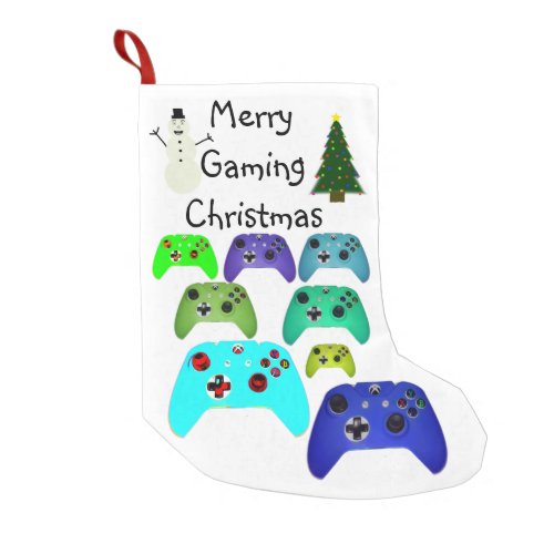 Merry Gaming Christmas BlueGreen Small Christmas Stocking