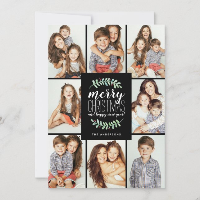 Merry Garland Holiday 8-Photo Collage Christmas (Front)