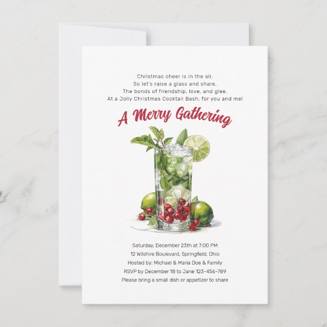 Merry Gathering Cocktails Invitation (Front)