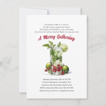 Merry Gathering Cocktails Invitation by thepapershoppe at Zazzle