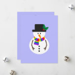 Merry & Gay Snowman Flat Christmas Card<br><div class="desc">Merry & Gay lgbt  pride flag inspired rainbow scarf snowman flat Christmas card.</div>