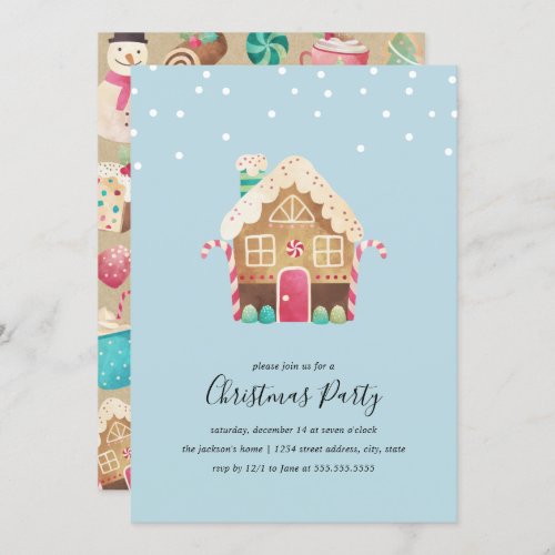 Merry Gingerbread House Christmas Party Invitation