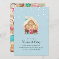 Merry Gingerbread House Christmas Party Invitation