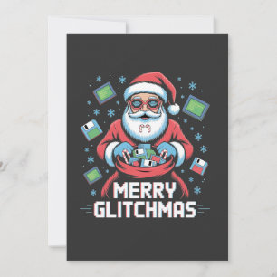 Merry Glitchmas Coding Programmer Santa Christmas Invitation