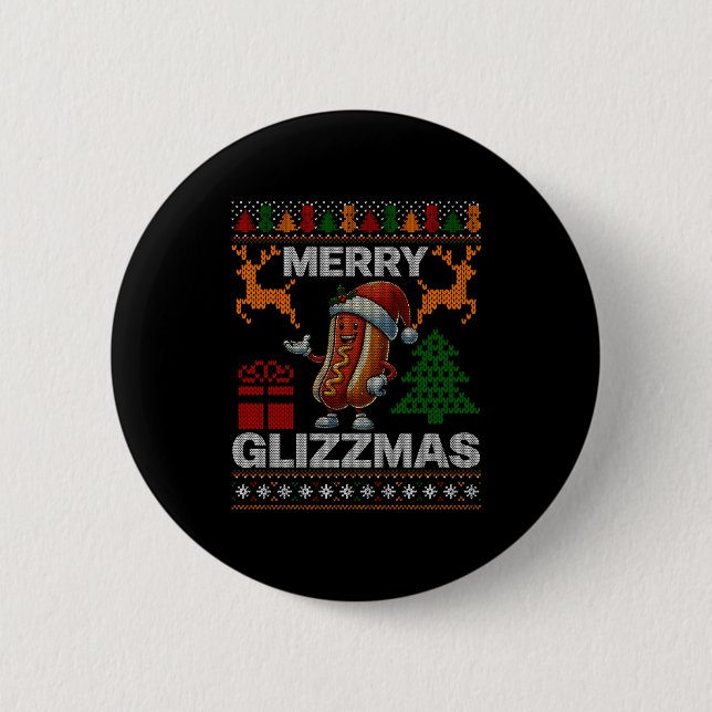 Merry Glizzmas -christmas Glizy Matching Family Ug Button (Front)