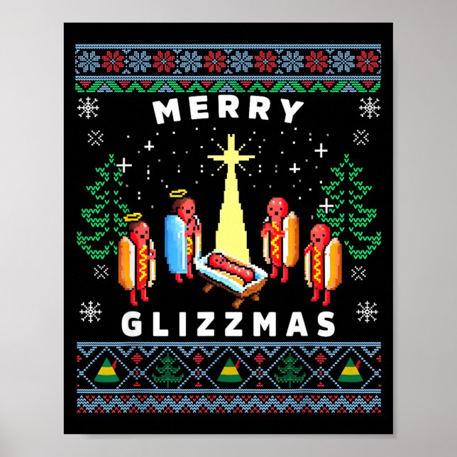 Merry Glizzmas Funny Ugly Christmas Sweater Glizzy Poster (Front)