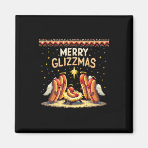 Merry Glizzmas Hot Dog Humor Funny Food Lovers Cos Magnet