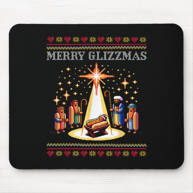 Merry Glizzmas Tacky Funny Merry Christmas Hot Dog Mouse Pad (Front)