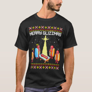 Merry Glizzmas Tacky Funny Merry Christmas Hotdogs T-Shirt