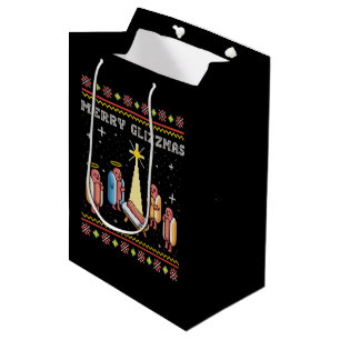 Merry Glizzmas Ugly Christmas Hot Dog Xmas Medium Gift Bag