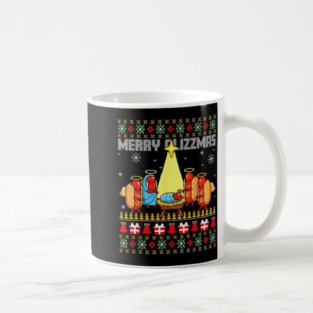 Merry Glizzmas Ugly Christmas Sweaters Hot Dogs Xm Coffee Mug (Right)